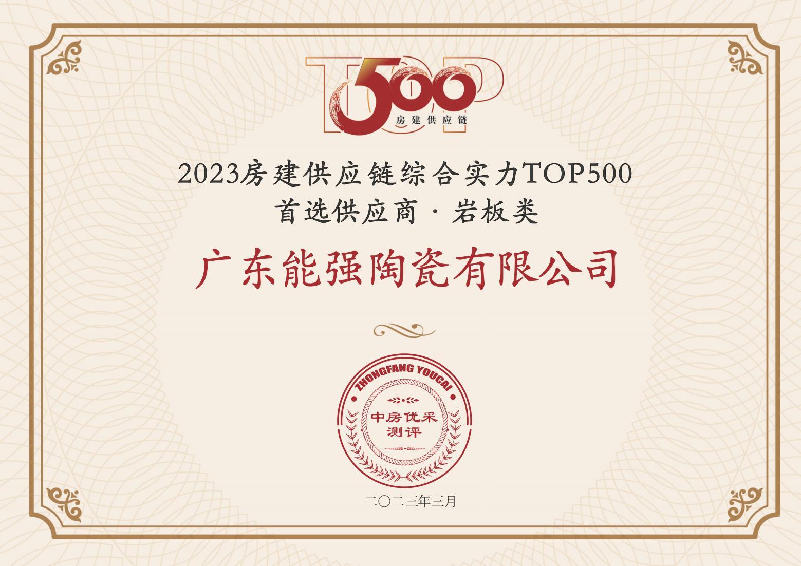2023房建供應(yīng)鏈企業(yè)綜合實力TOP500·首選供應(yīng)商·巖板類